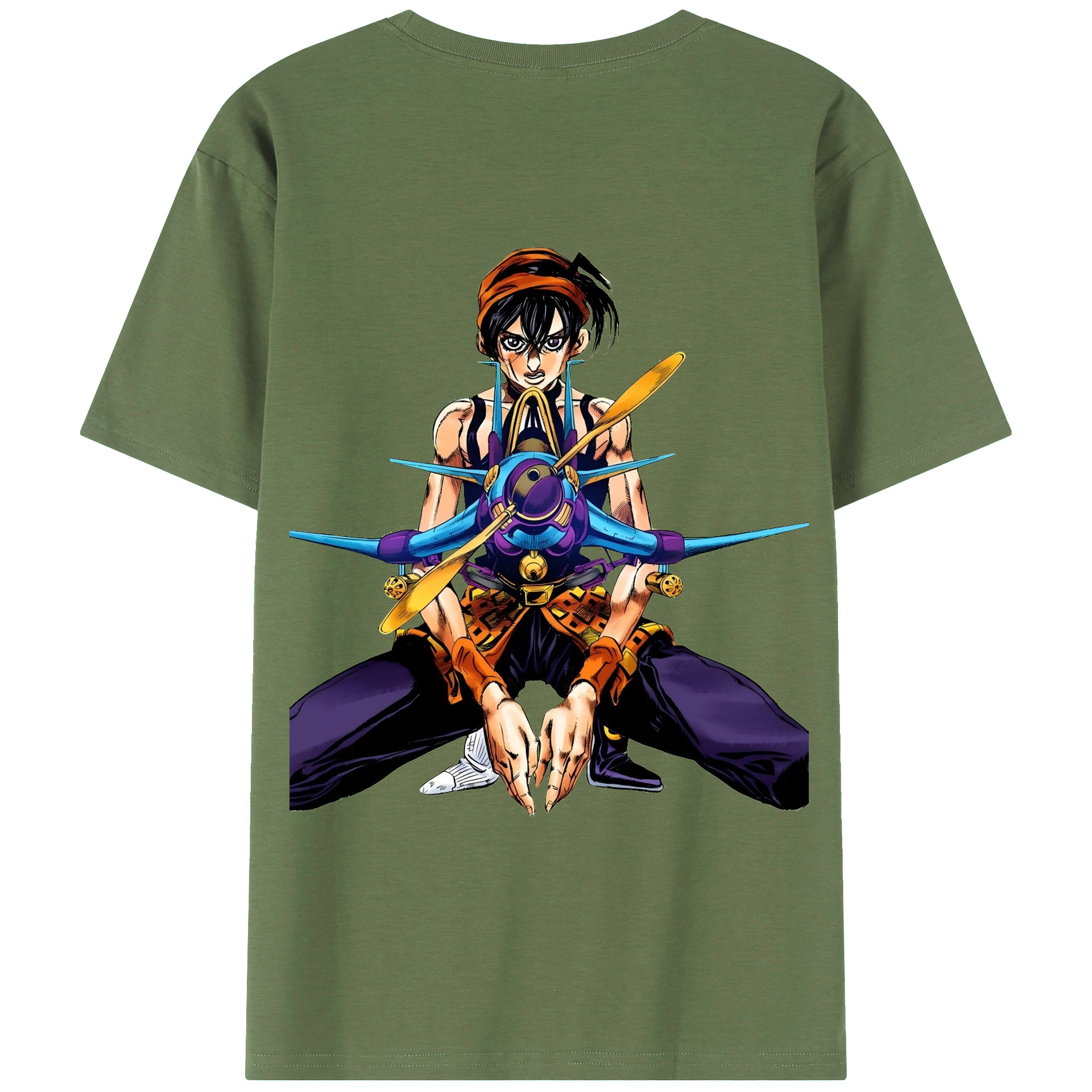 （画像用） ジョジョの奇妙な冒険 ナランチャ?ギルガ JoJo's Bizarre Adventure Narancia Ghirga 綿100％ メンズ半袖Tシャツ（バックプリント） 通気性